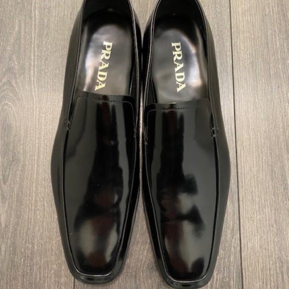 Prada Brushed Black Leather Loafers Size US 10.5 NWT - Picture 2 of 14
